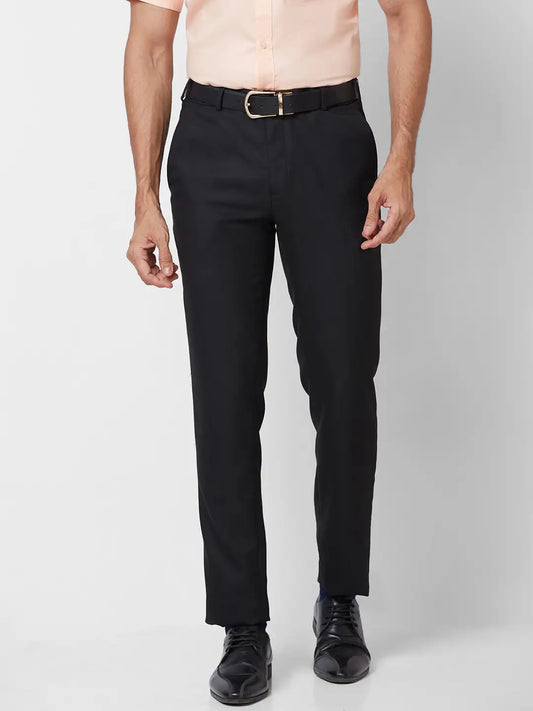 Raymond Men Blue Solid Slim Fit Polyester Blend Trouser
