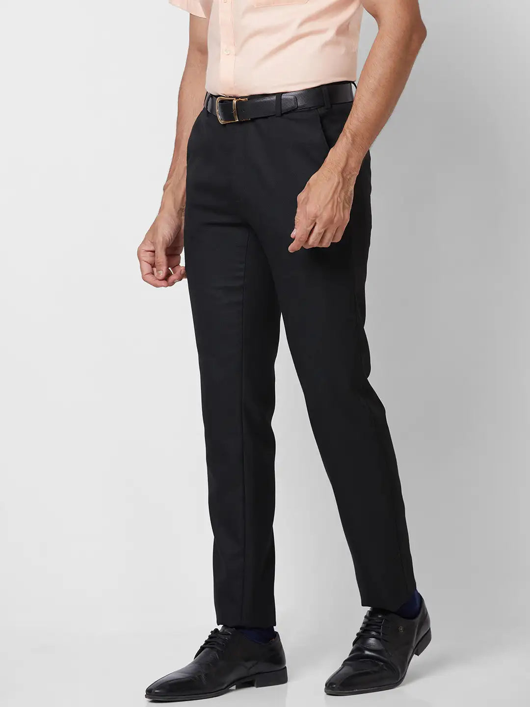 Raymond Men Blue Solid Slim Fit Polyester Blend Trouser