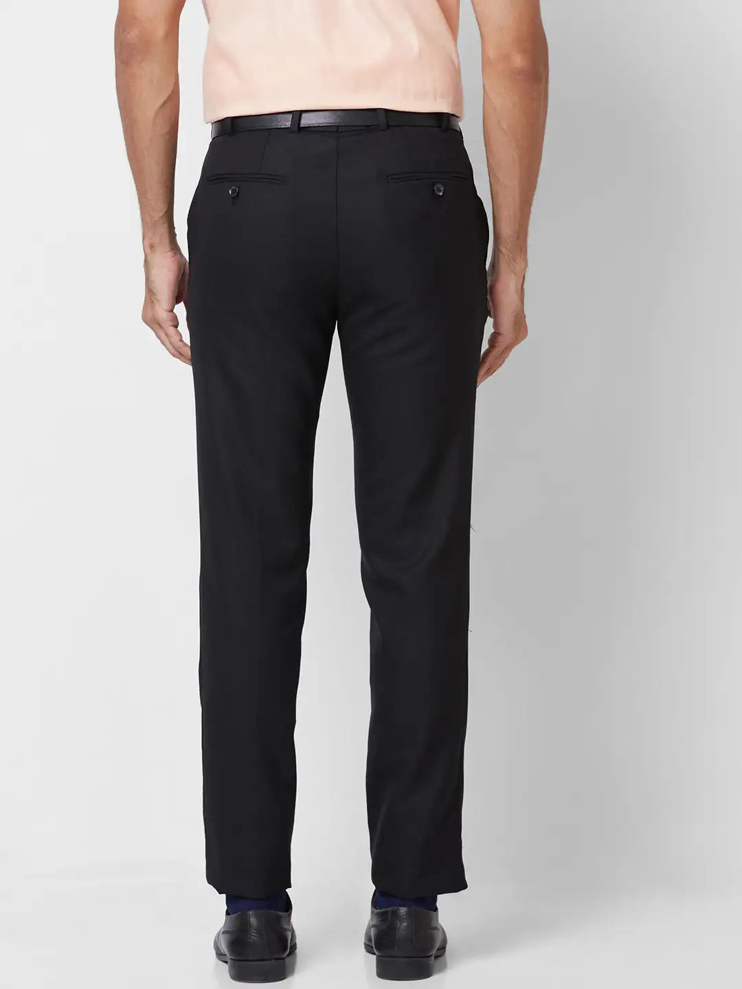 Raymond Men Blue Solid Slim Fit Polyester Blend Trouser
