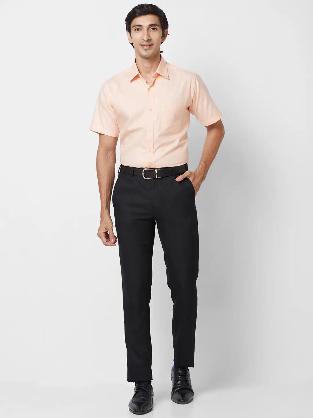 Raymond Men Blue Solid Slim Fit Polyester Blend Trouser