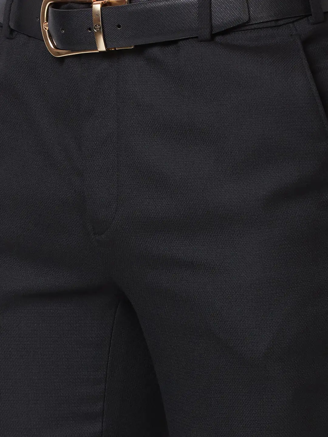 Raymond Men Blue Solid Slim Fit Polyester Blend Trouser