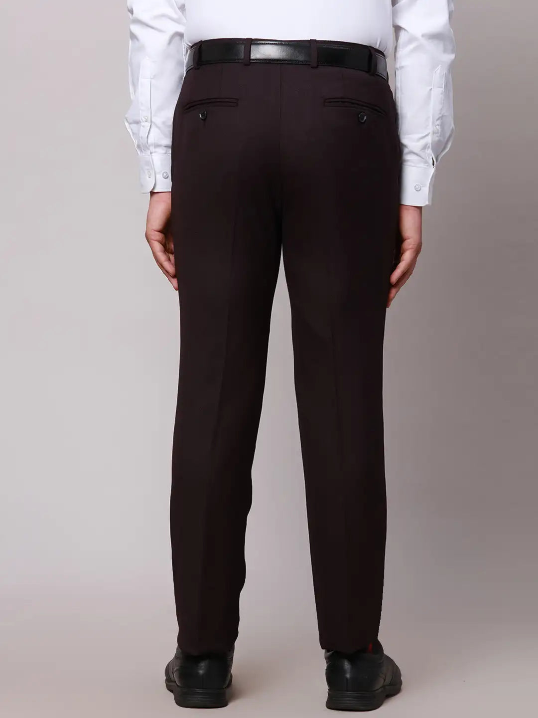 Raymond Men Black Slim Fit Checks Polyester Trousers
