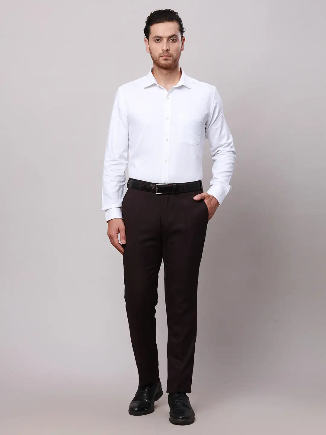 Raymond Men Black Slim Fit Checks Polyester Trousers