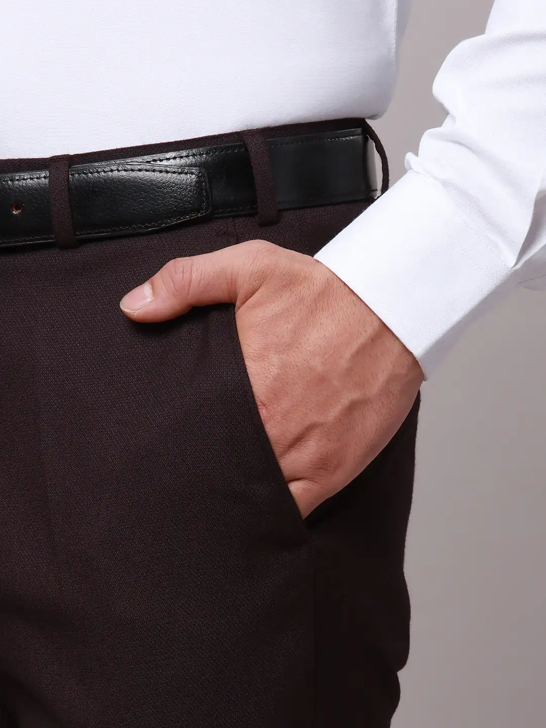 Raymond Men Black Slim Fit Checks Polyester Trousers