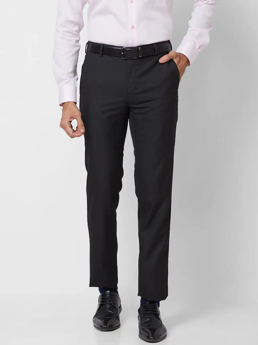 Raymond Men Green Slim Fit Structure Polyester Trousers