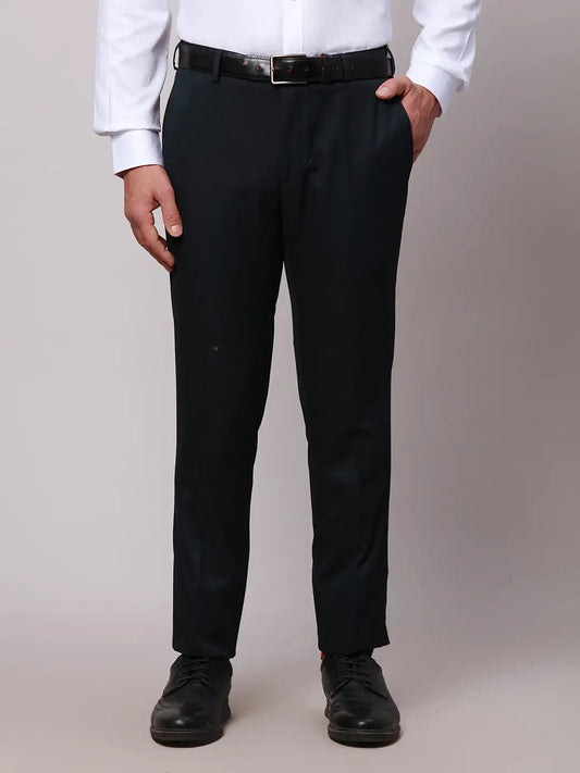 Raymond Men Blue Slim Fit Checks Polyester Trousers