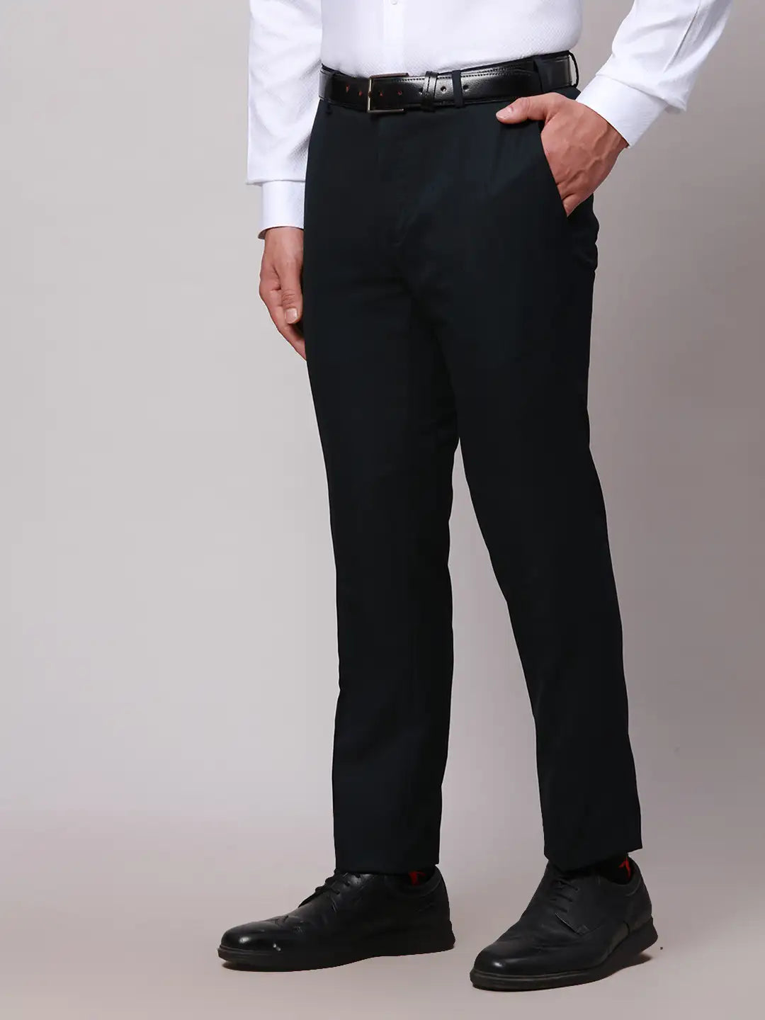 Raymond Men Blue Slim Fit Checks Polyester Trousers