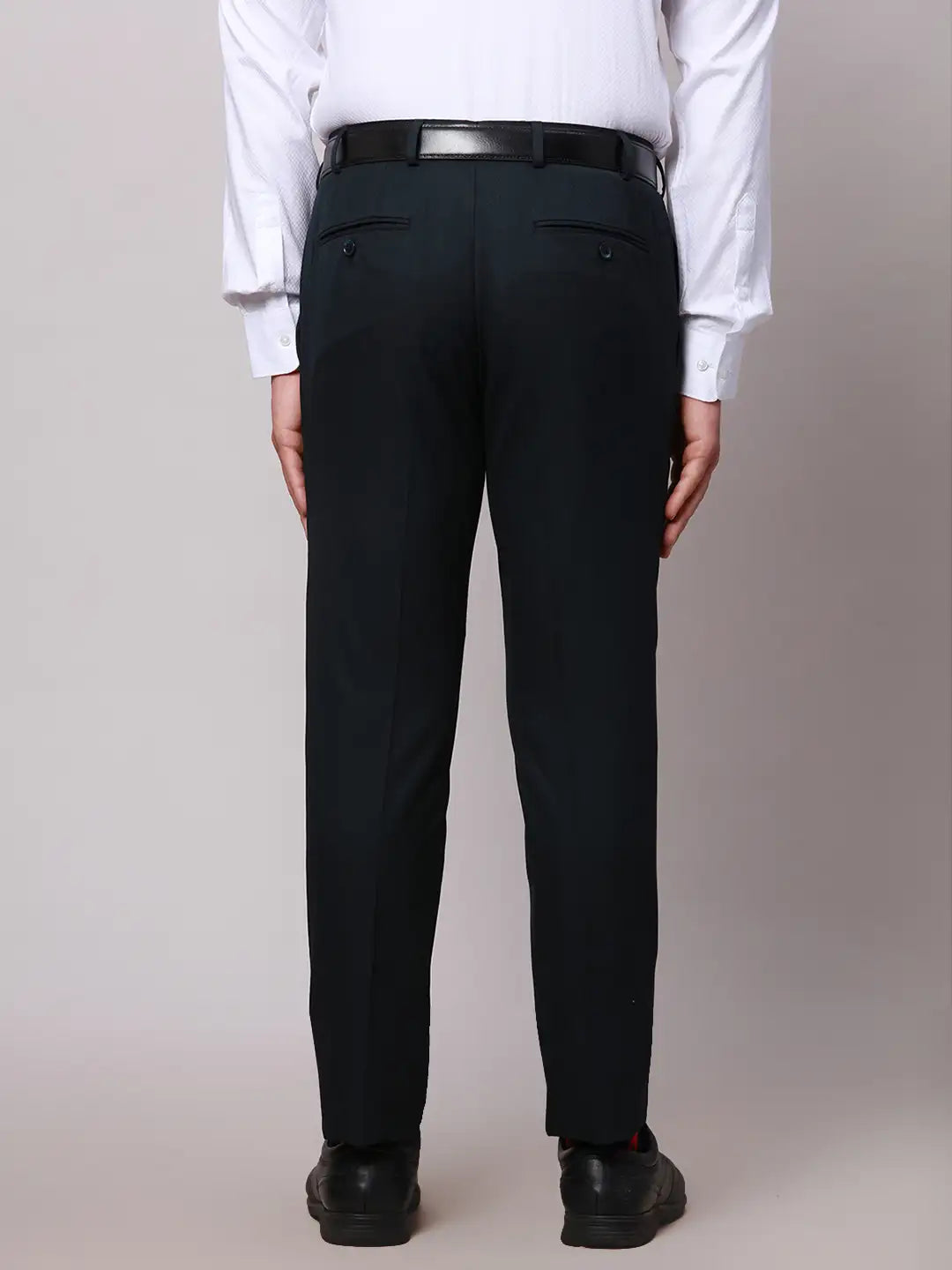 Raymond Men Blue Slim Fit Checks Polyester Trousers