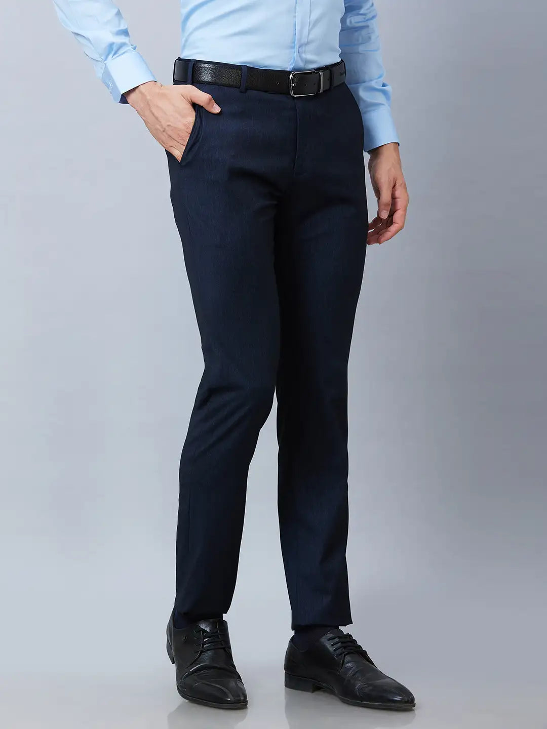 Raymond Men Brown Solid Slim Fit Polyester Blend Trousers