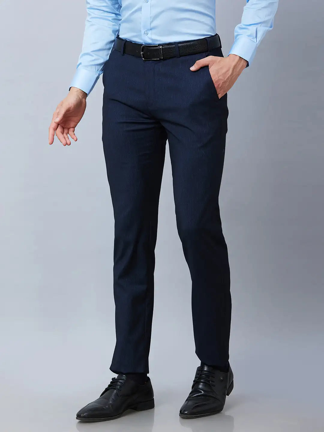 Raymond Men Brown Solid Slim Fit Polyester Blend Trousers