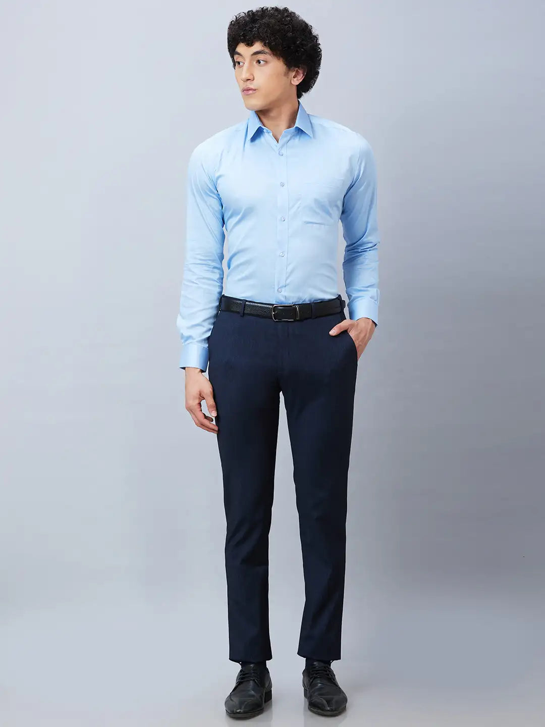 Raymond Men Brown Solid Slim Fit Polyester Blend Trousers