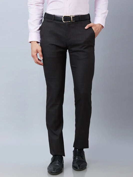 Raymond Men Blue Solid Slim Fit Polyester Blend Trousers