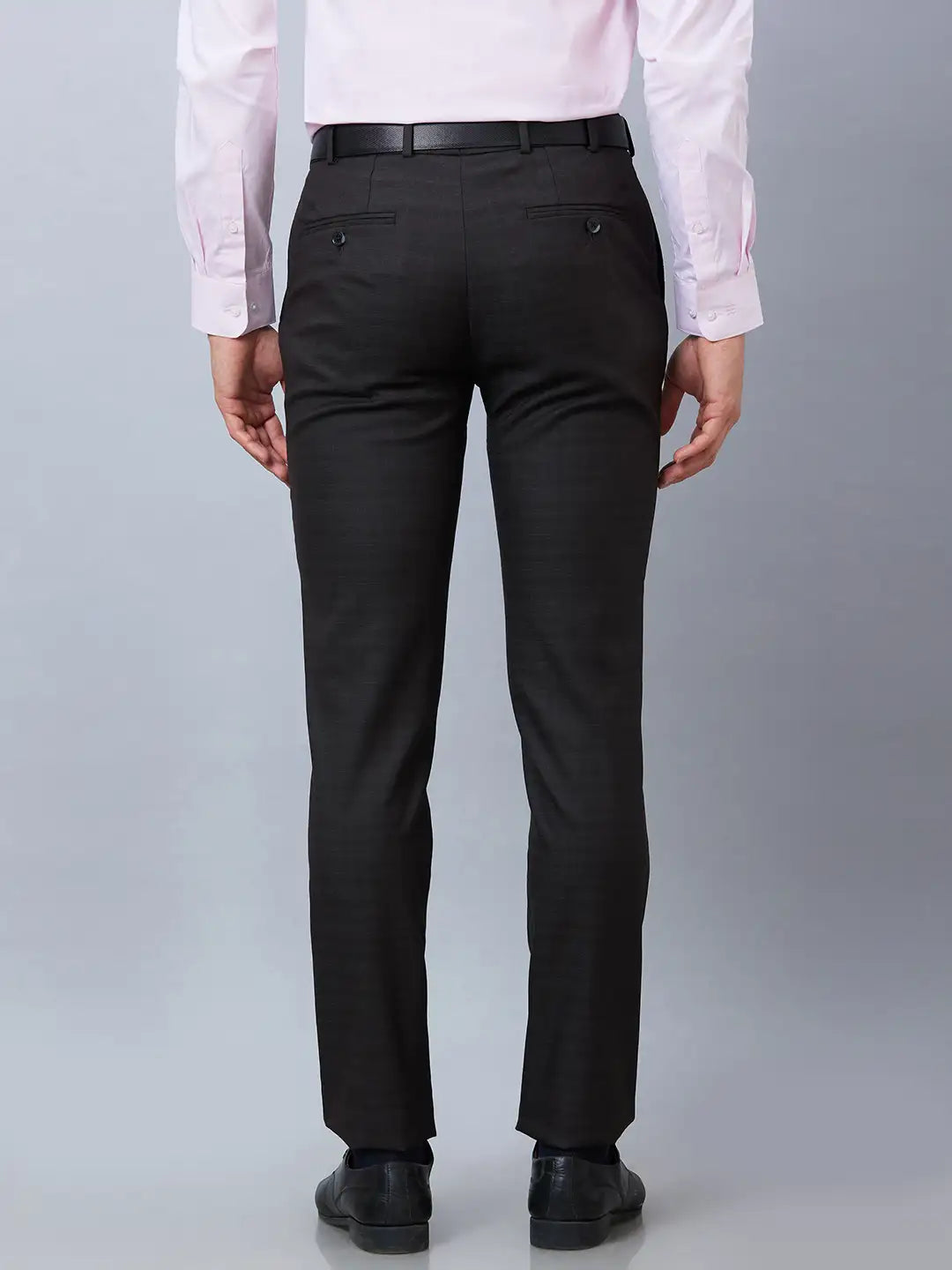 Raymond Men Blue Solid Slim Fit Polyester Blend Trousers