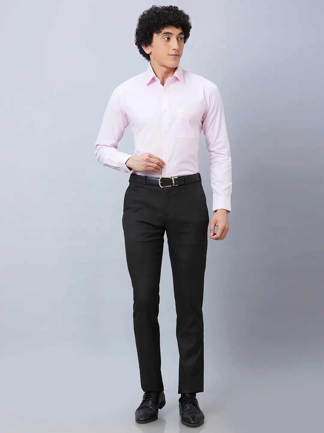 Raymond Men Blue Solid Slim Fit Polyester Blend Trousers