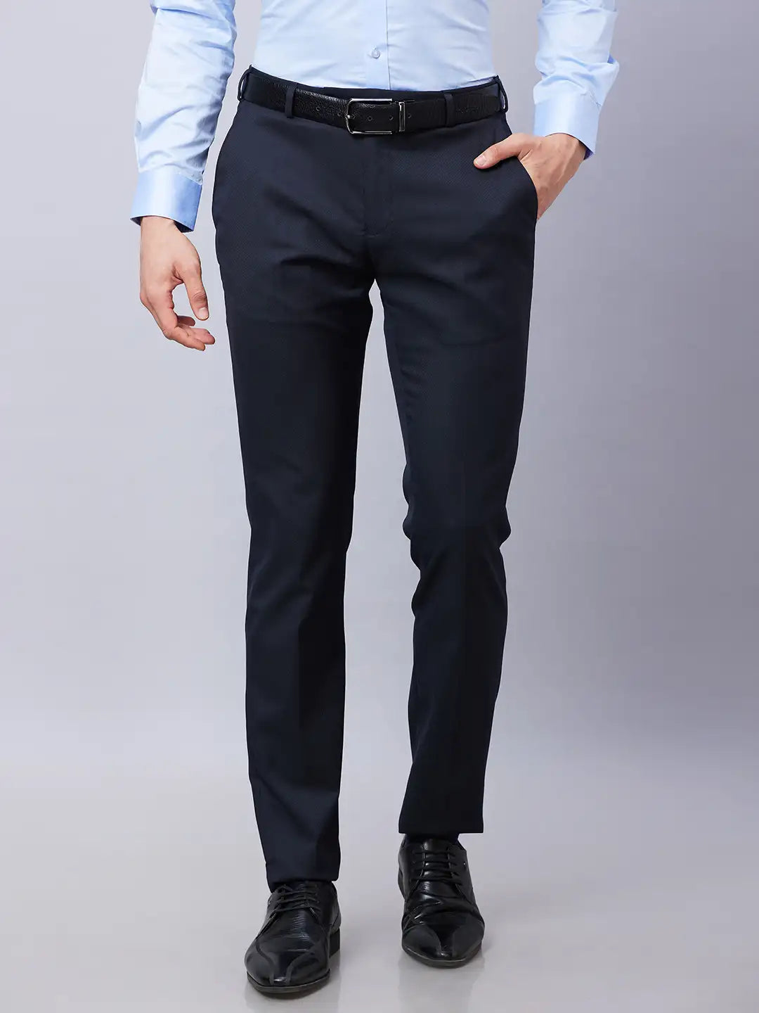 Raymond Men Blue Solid Slim Fit Polyester Blend Trousers – MyRaymond