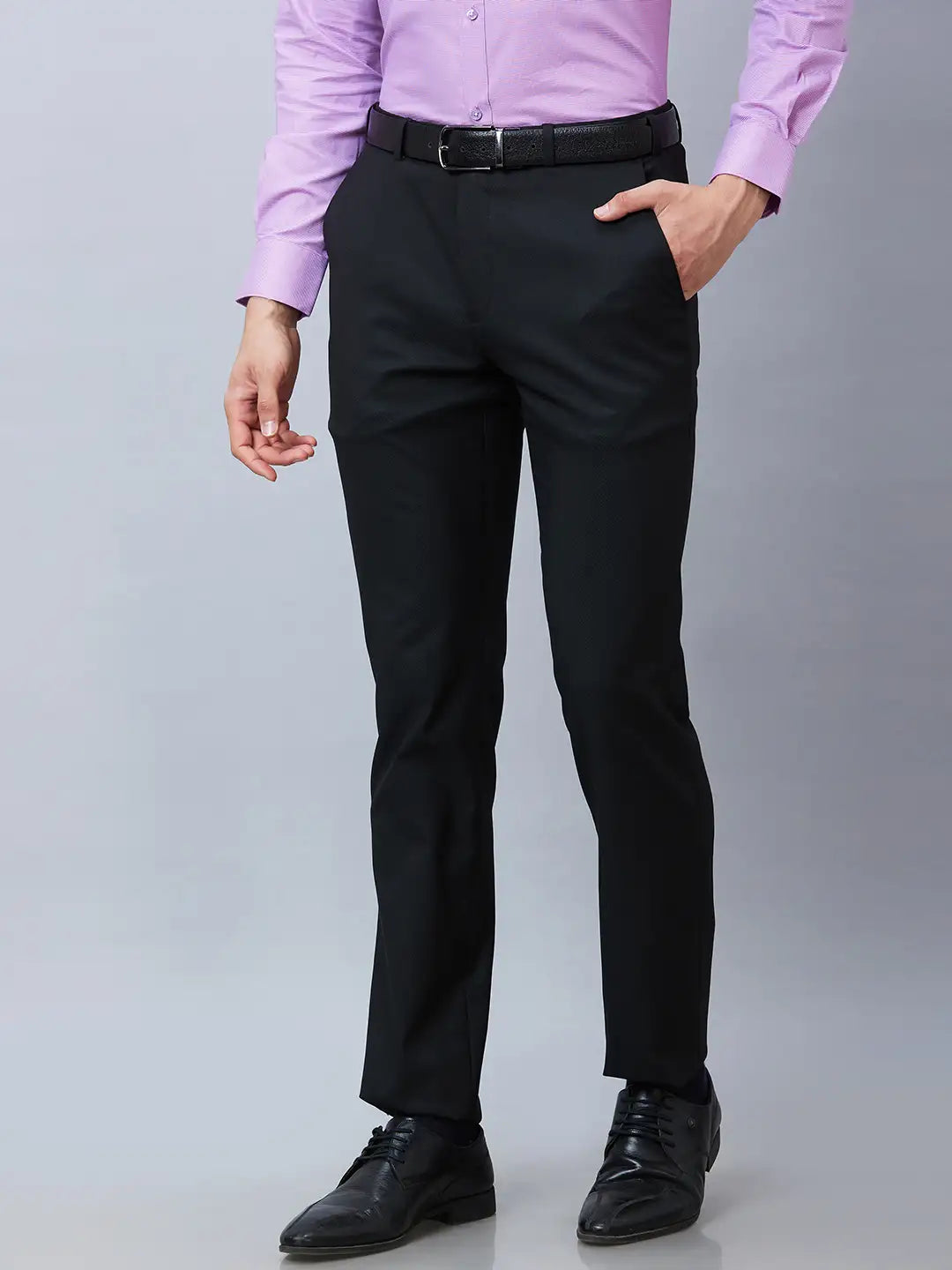 Raymond Men Brown Solid Slim Fit Polyester Blend Trousers