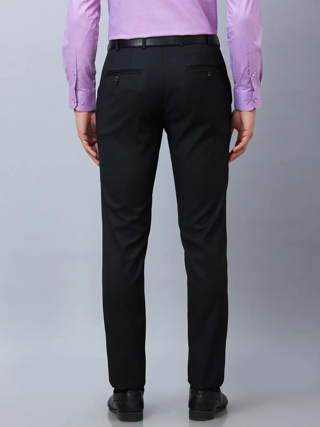 Raymond Men Brown Solid Slim Fit Polyester Blend Trousers