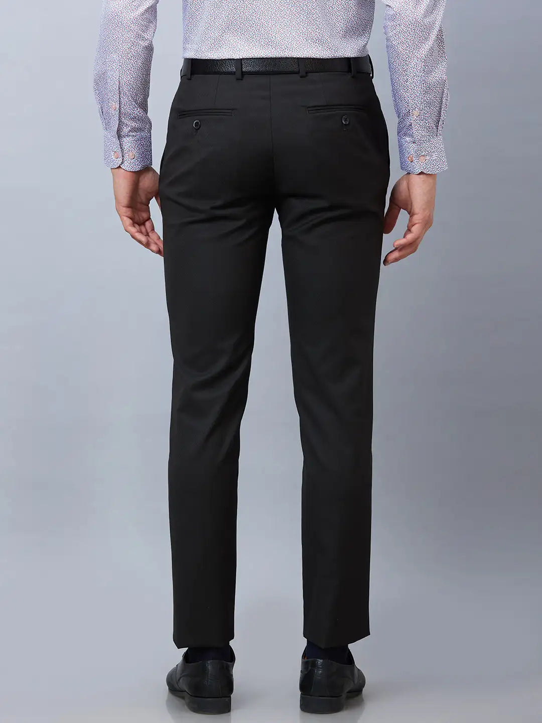 Raymond Men Black Solid Slim Fit Polyester Blend Trousers