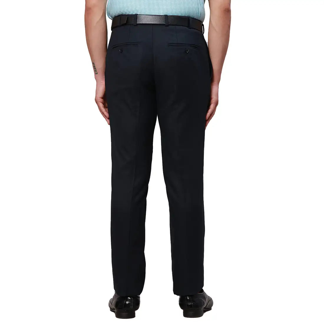 Raymond Men Blue Solid Slim Fit Polyester Blend Trouser