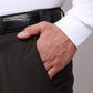 Raymond Men Khaki Slim Fit Solid Polyester Trousers