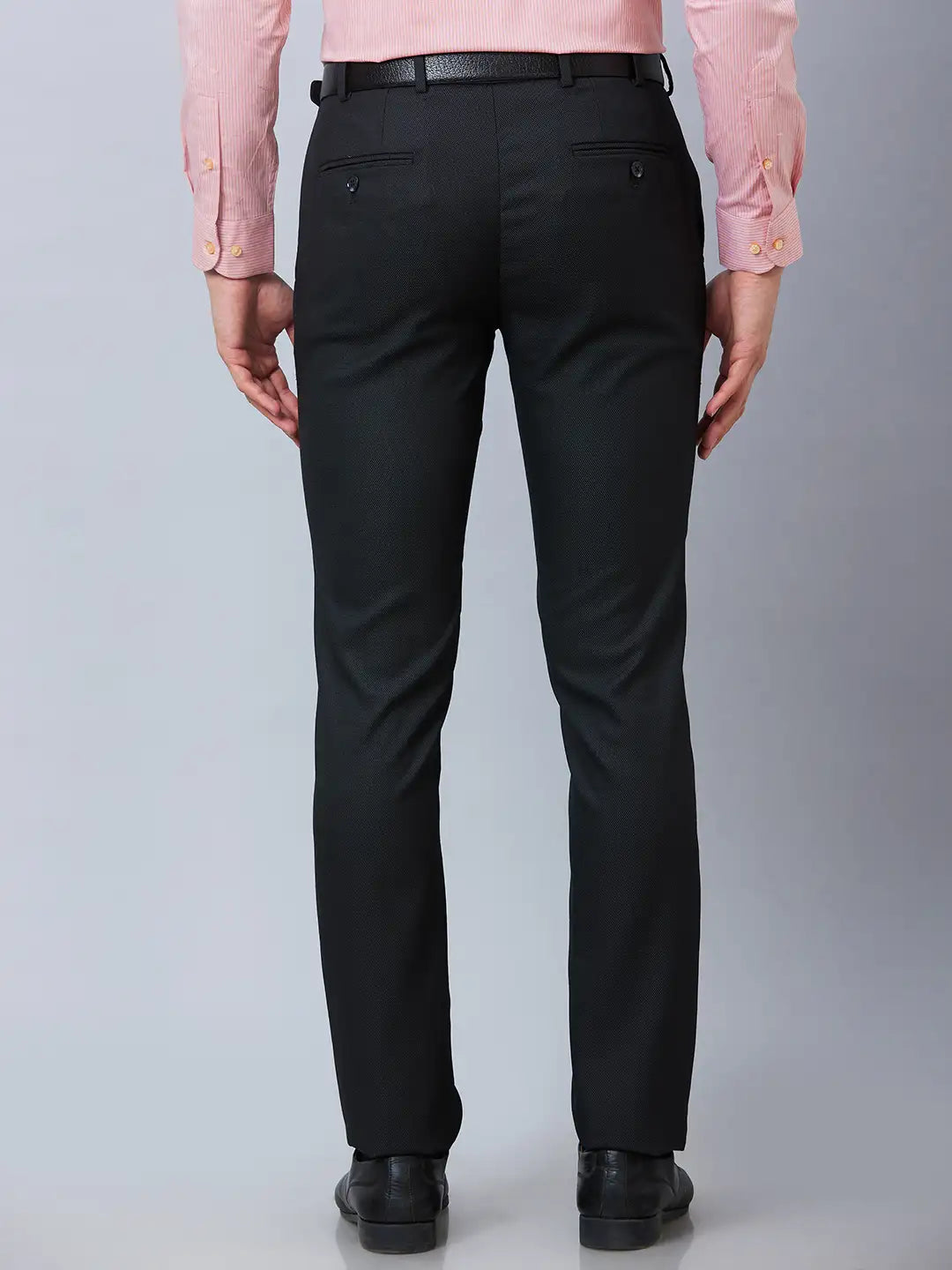 Raymond Men Grey Solid Slim Fit Polyester Blend Trousers