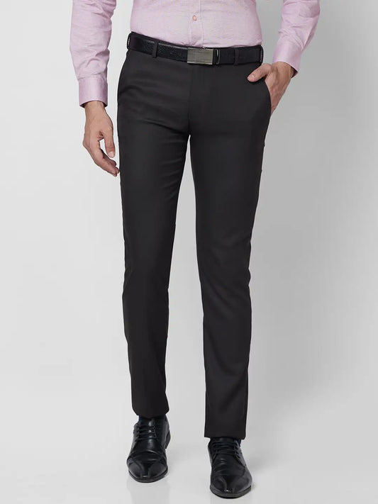 Raymond Men Grey Solid Slim Fit Polyester Blend Trouser