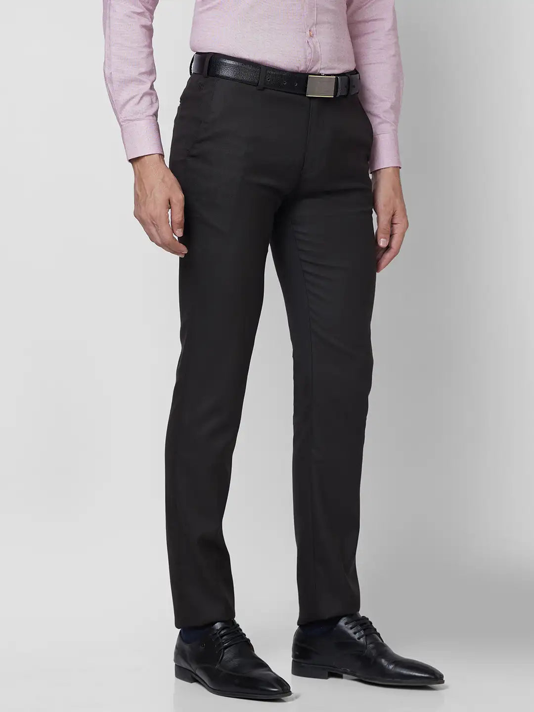 Raymond Men Grey Solid Slim Fit Polyester Blend Trouser