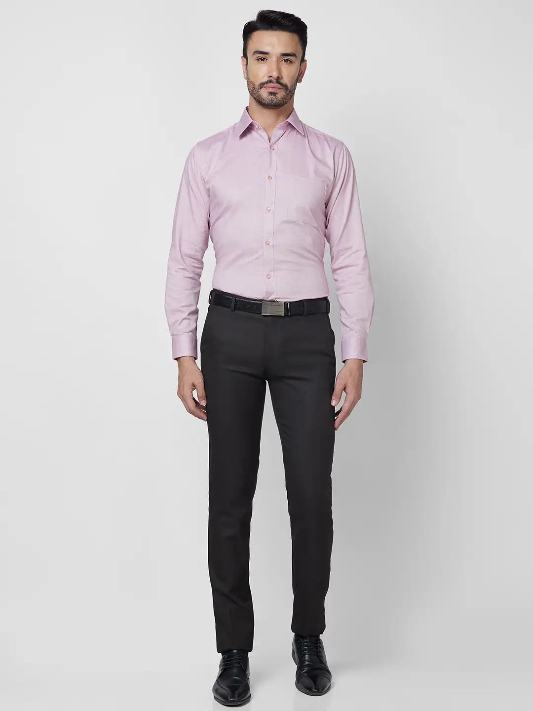 Raymond Men Grey Solid Slim Fit Polyester Blend Trouser