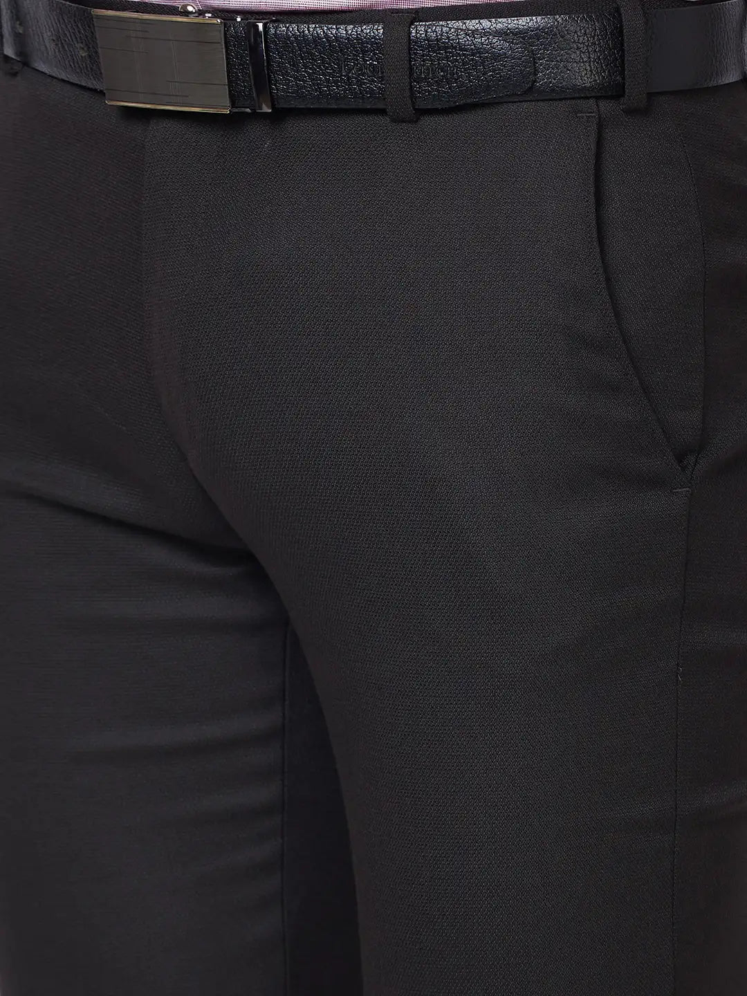 Raymond Men Grey Solid Slim Fit Polyester Blend Trouser