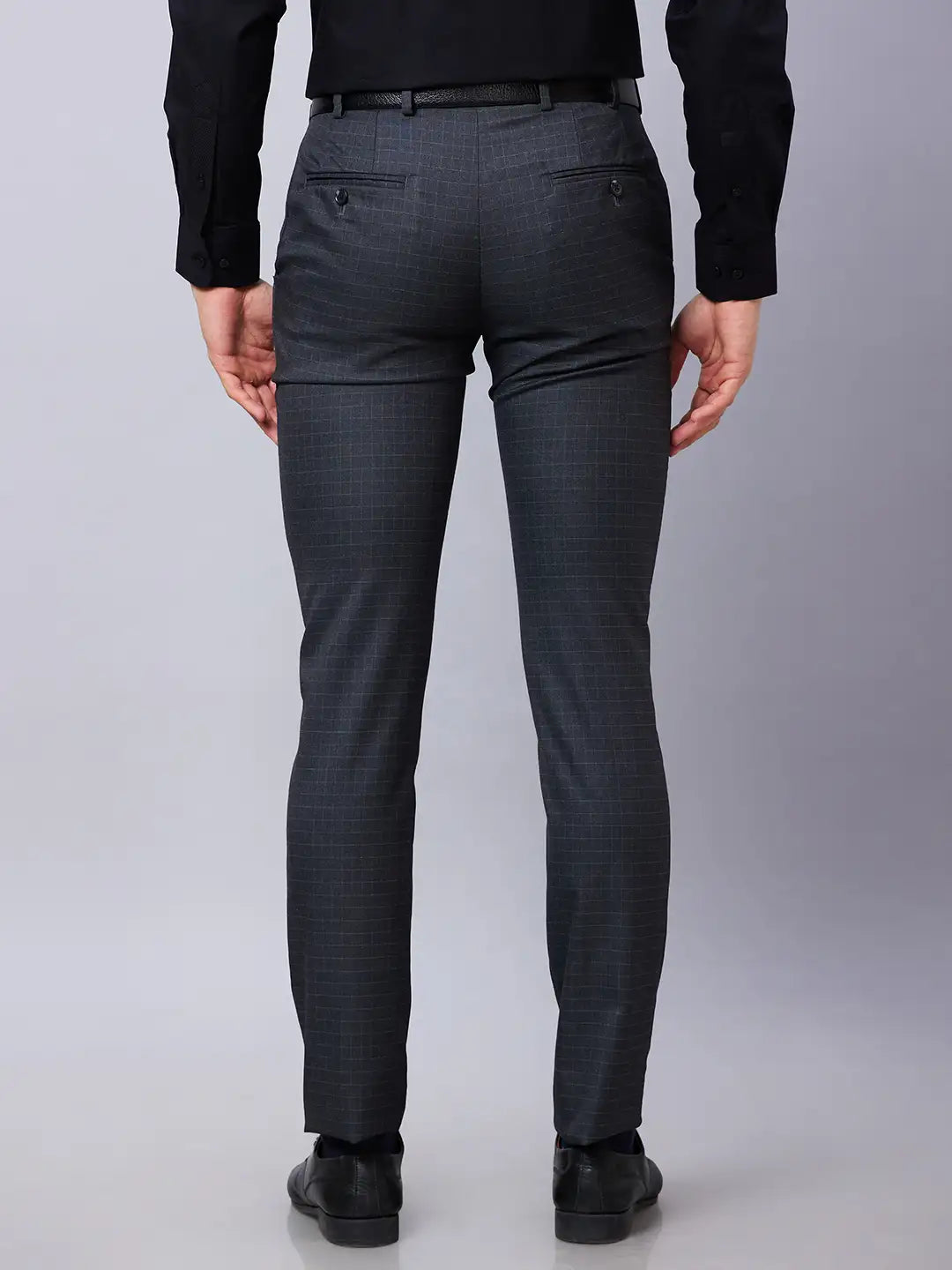 Raymond Men Grey Structure Slim Fit Polyester Blend Trousers