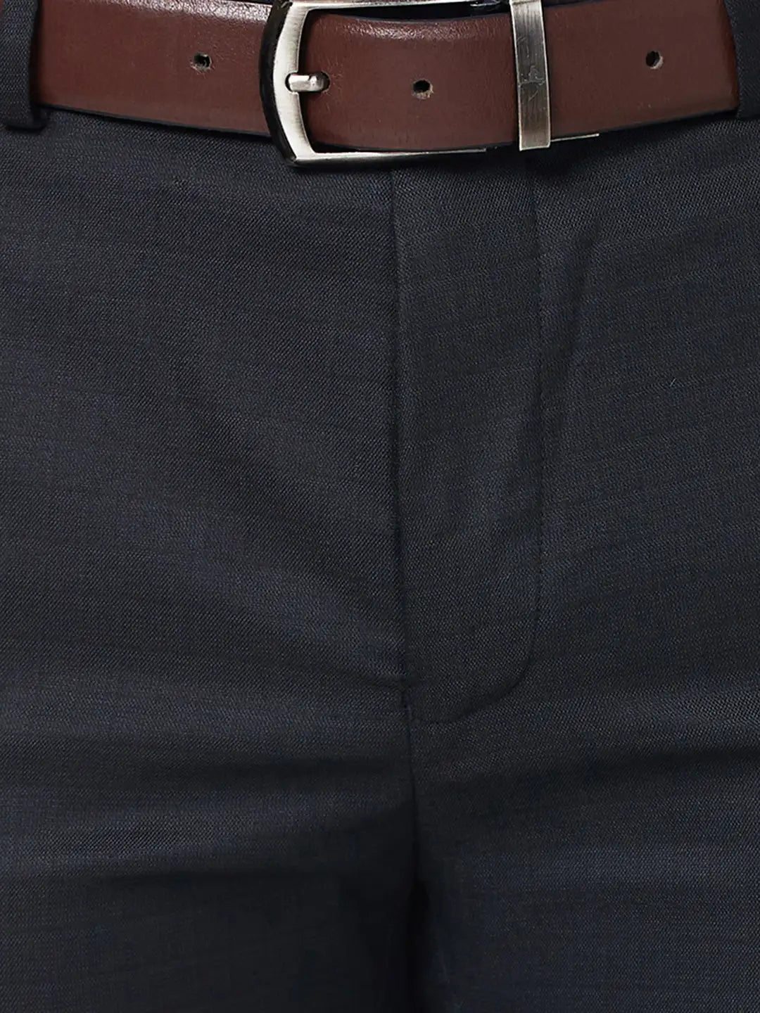 Raymond Men Blue Checks Slim Fit Polyester Blend Trouser