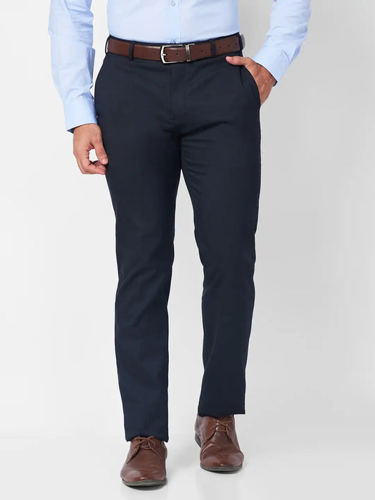 Raymond Men Grey Solid Slim Fit Polyester Blend Trouser