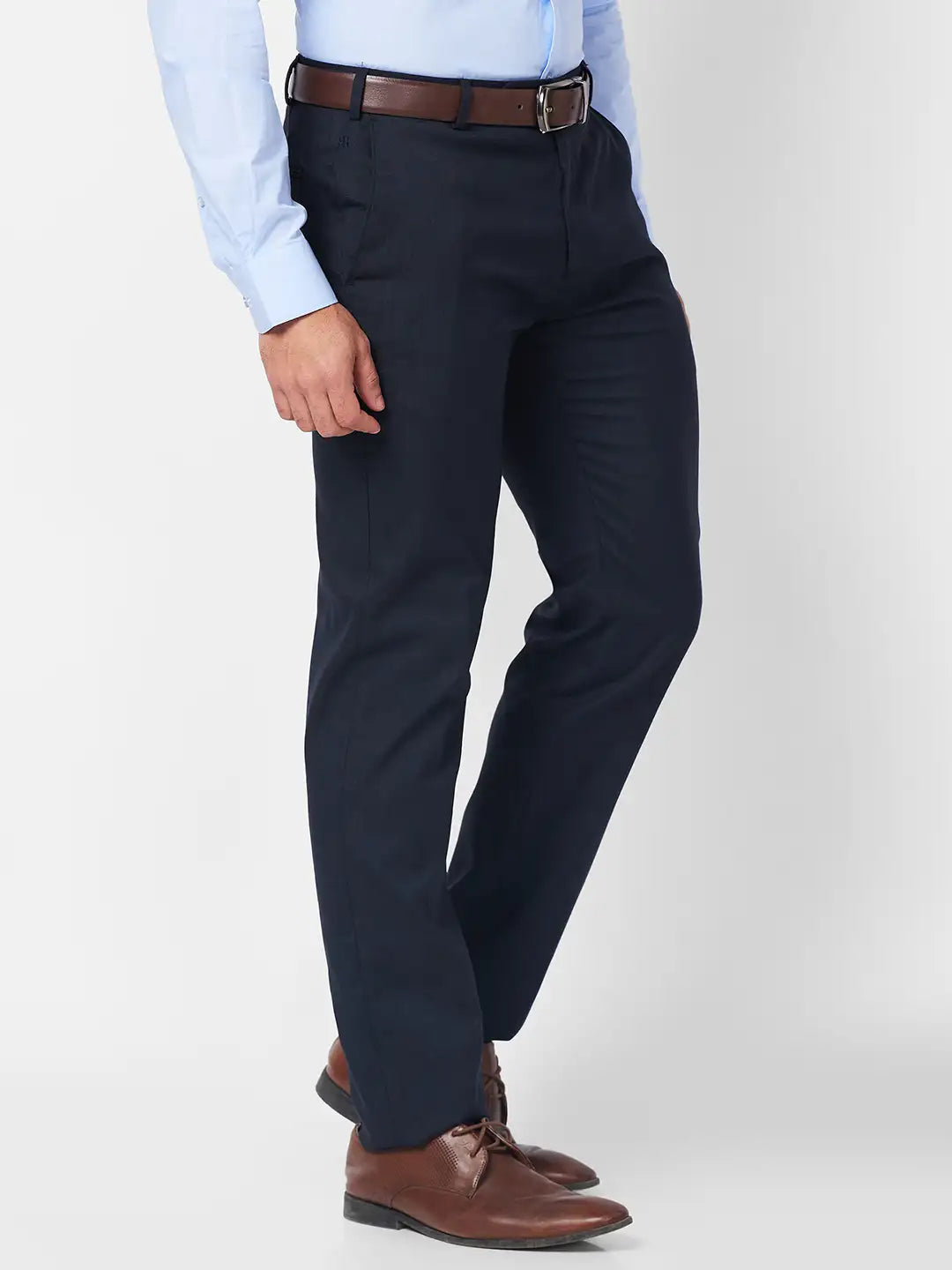 Raymond Men Grey Solid Slim Fit Polyester Blend Trouser