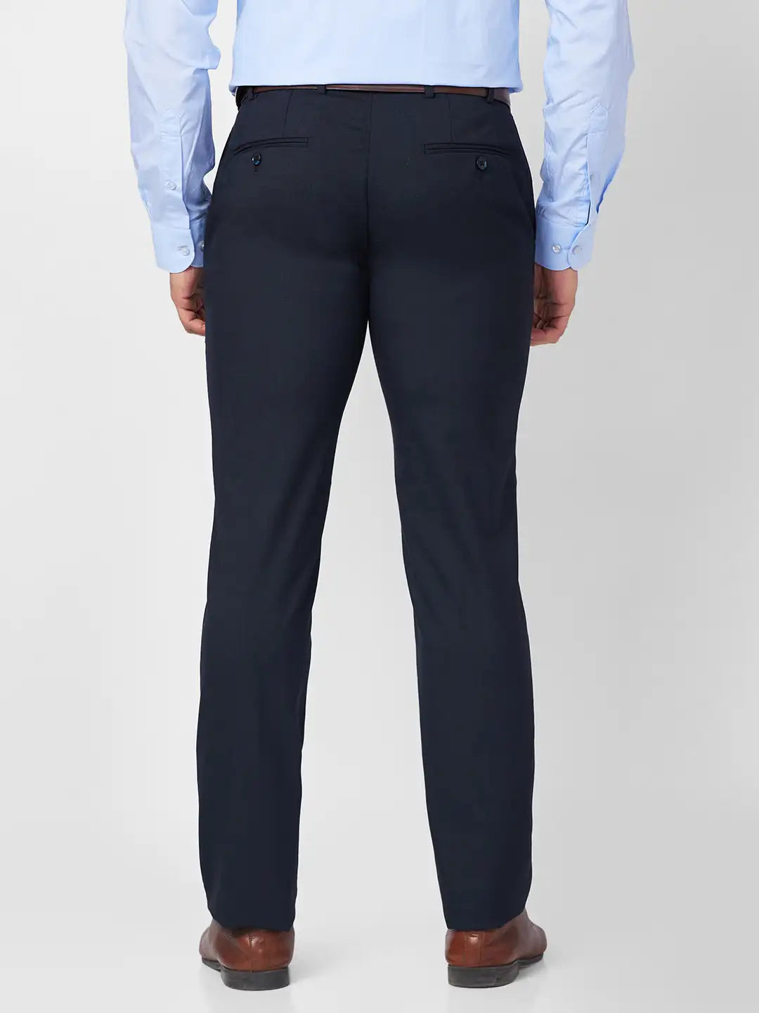 Raymond Men Grey Solid Slim Fit Polyester Blend Trouser
