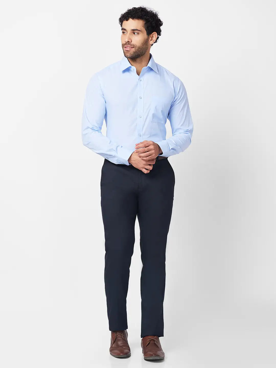 Raymond Men Grey Solid Slim Fit Polyester Blend Trouser