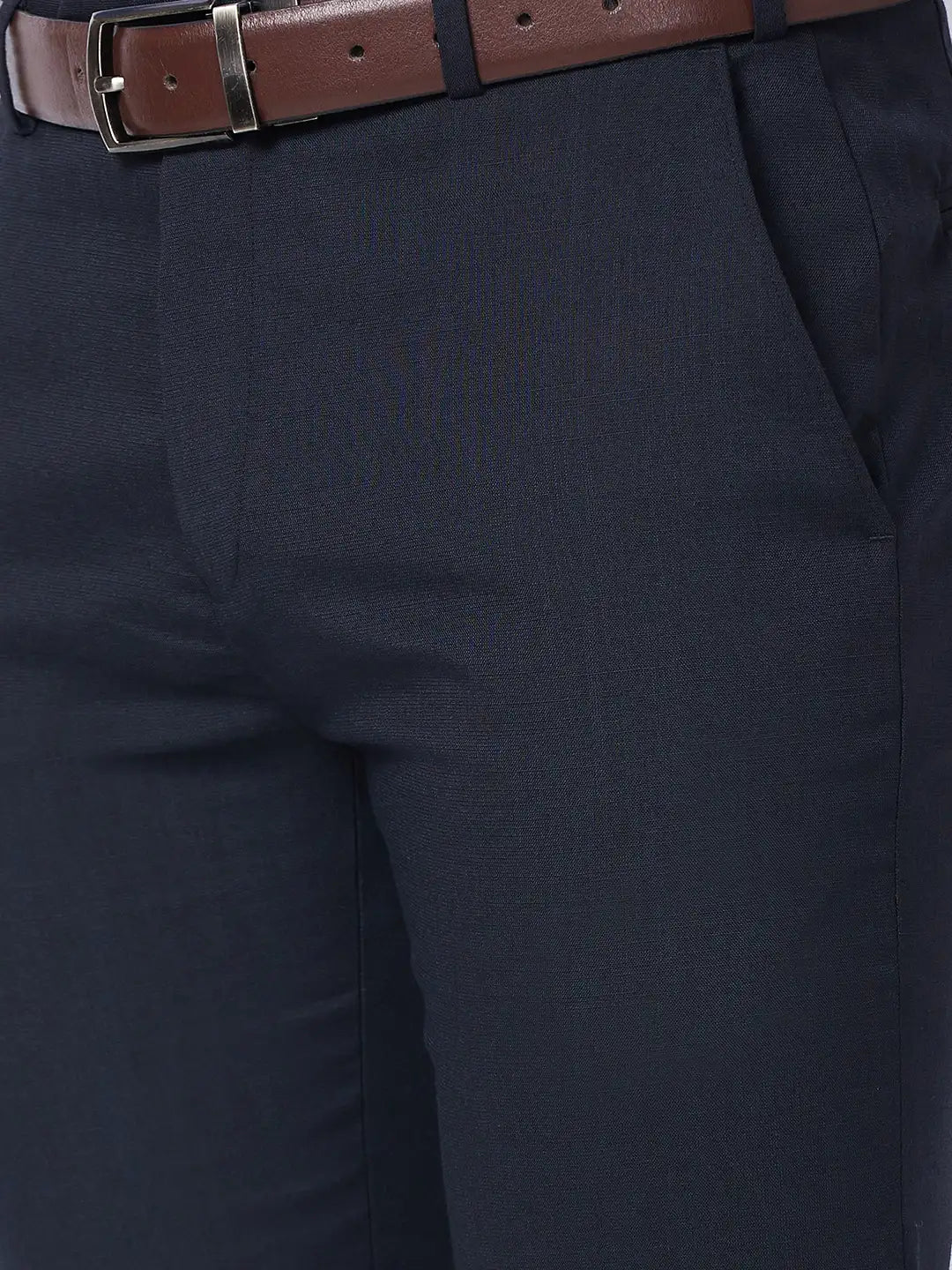 Raymond Men Grey Solid Slim Fit Polyester Blend Trouser