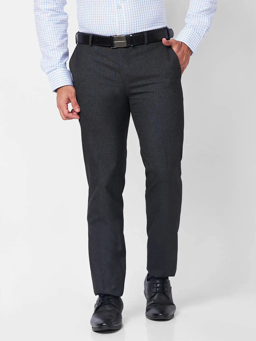 Raymond Men Grey Solid Slim Fit Polyester Blend Trouser – MyRaymond