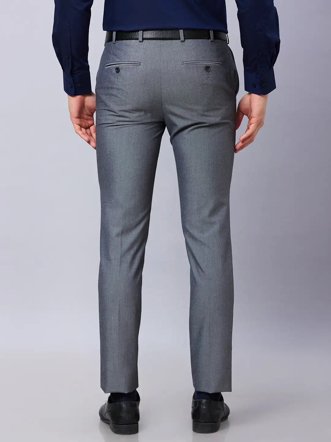 Raymond Men Blue Solid Slim Fit Polyester Blend Trouser