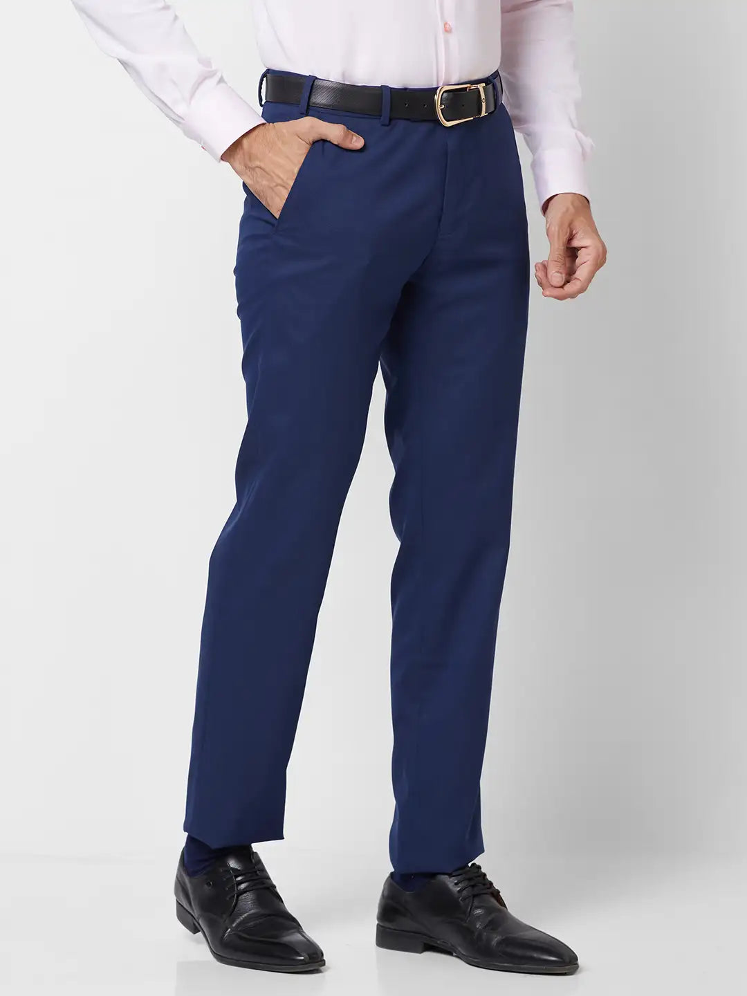 Raymond Men Blue Slim Fit Structure Polyester Trousers – MyRaymond