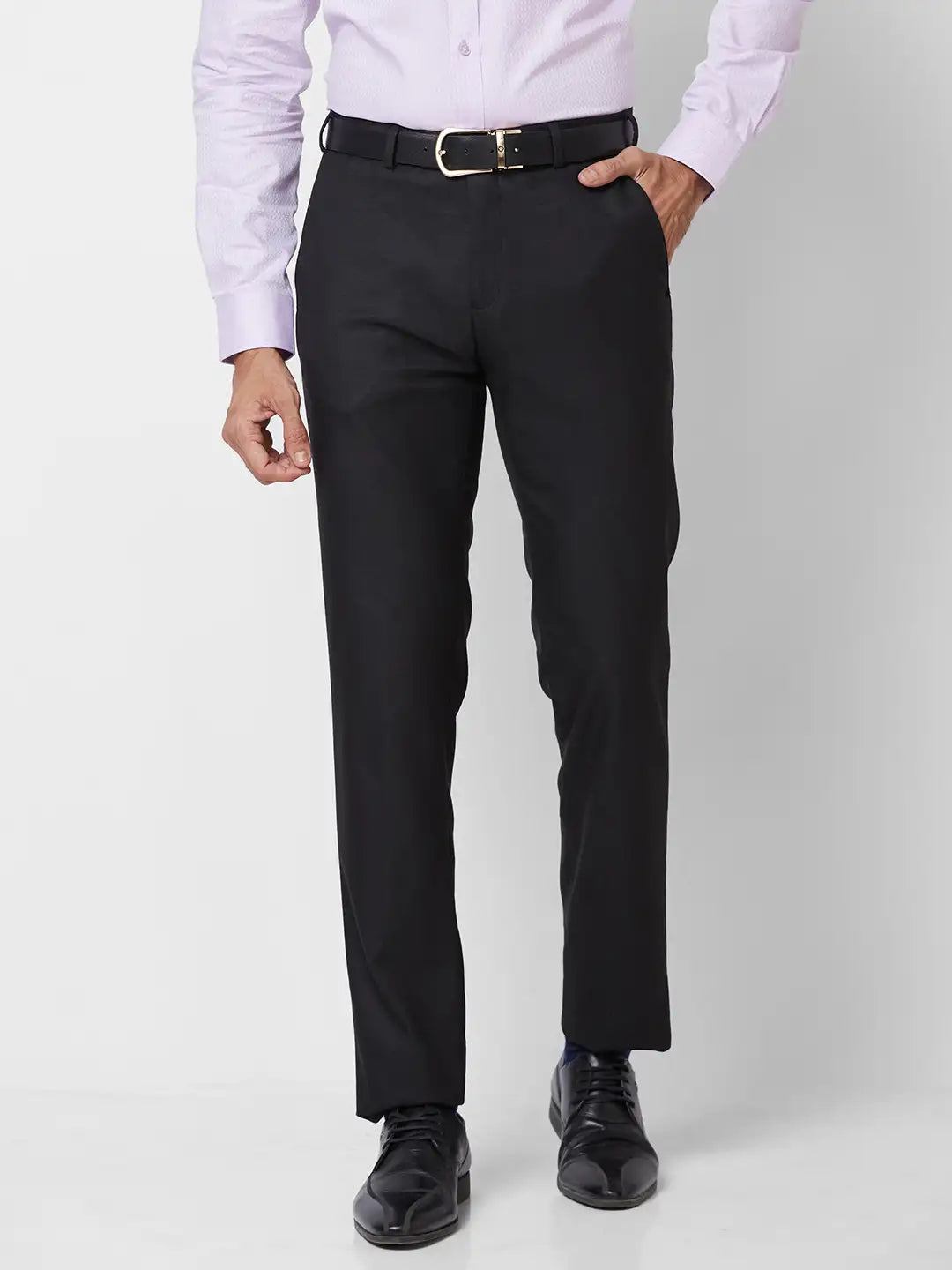 Raymond Men Fawn Slim Fit Structure Polyester Trousers