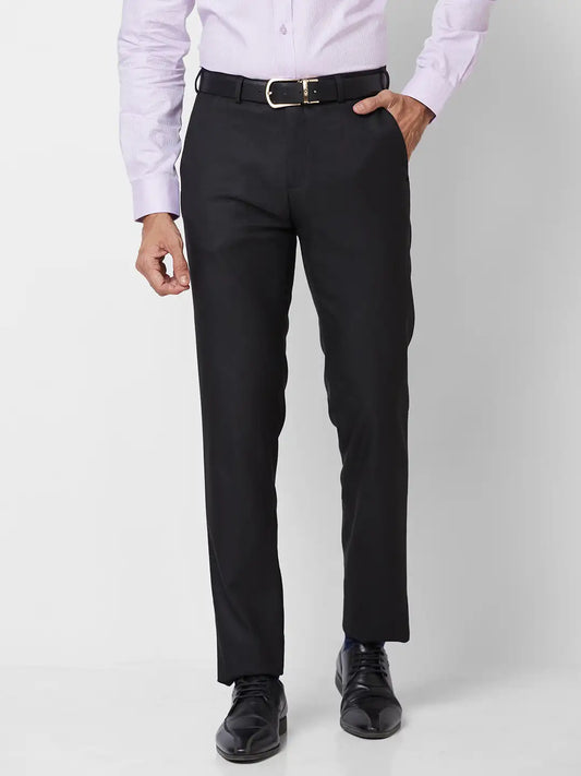 Raymond Men Fawn Slim Fit Structure Polyester Trousers