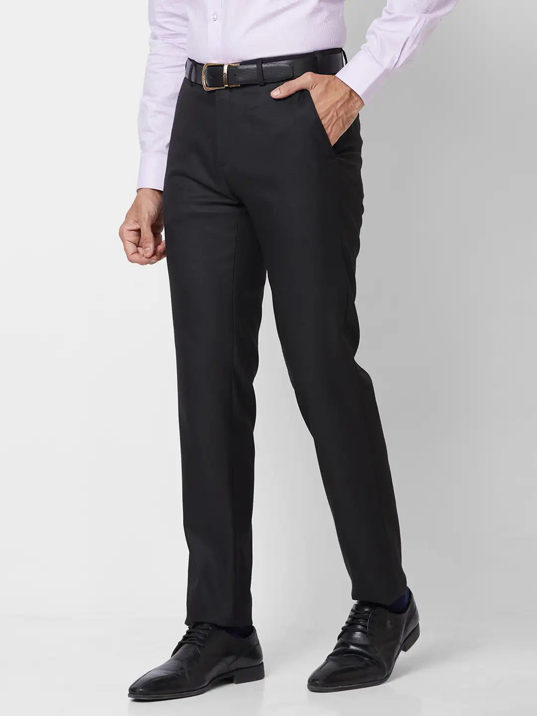 Raymond Men Fawn Slim Fit Structure Polyester Trousers