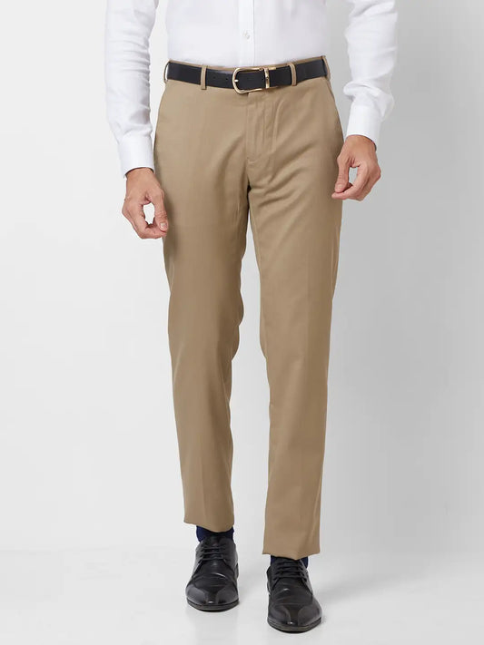Raymond Men Grey Slim Fit Structure Polyester Trousers