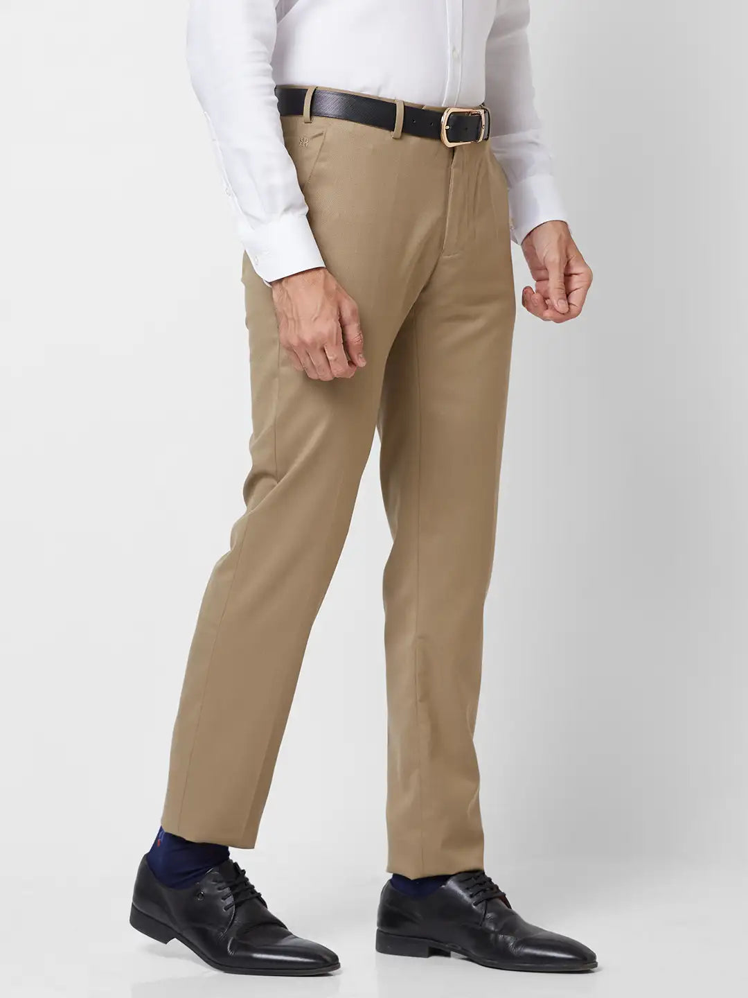 Raymond Men Grey Slim Fit Structure Polyester Trousers