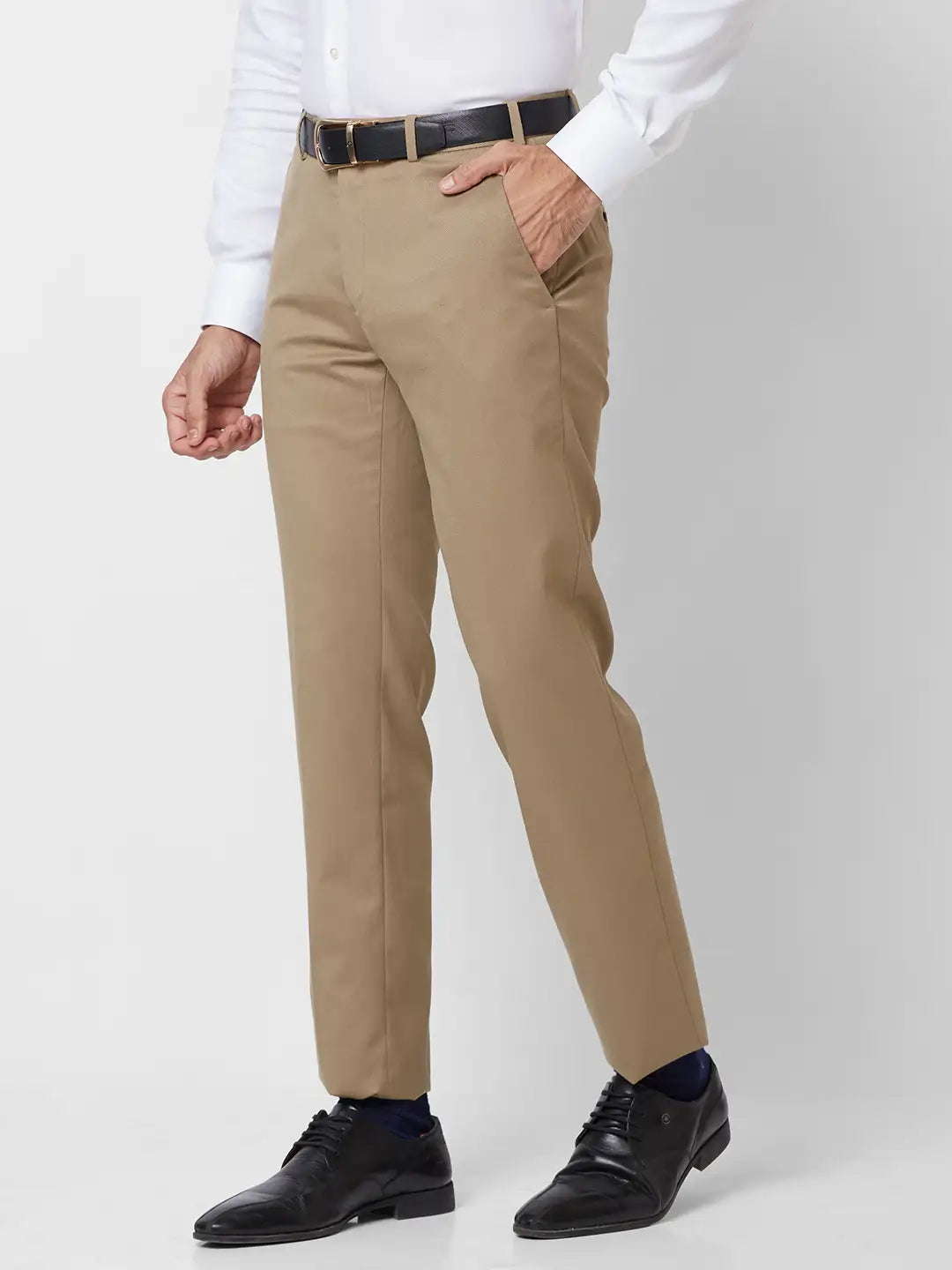 Raymond Men Grey Slim Fit Structure Polyester Trousers