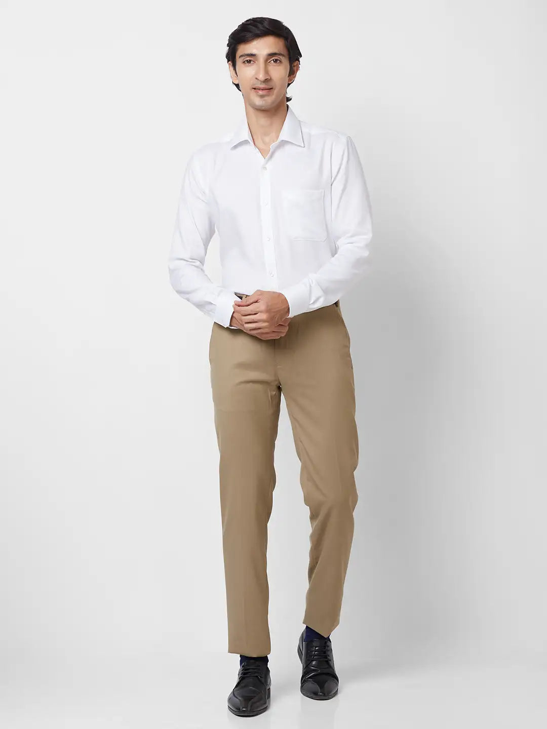 Raymond Men Grey Slim Fit Structure Polyester Trousers