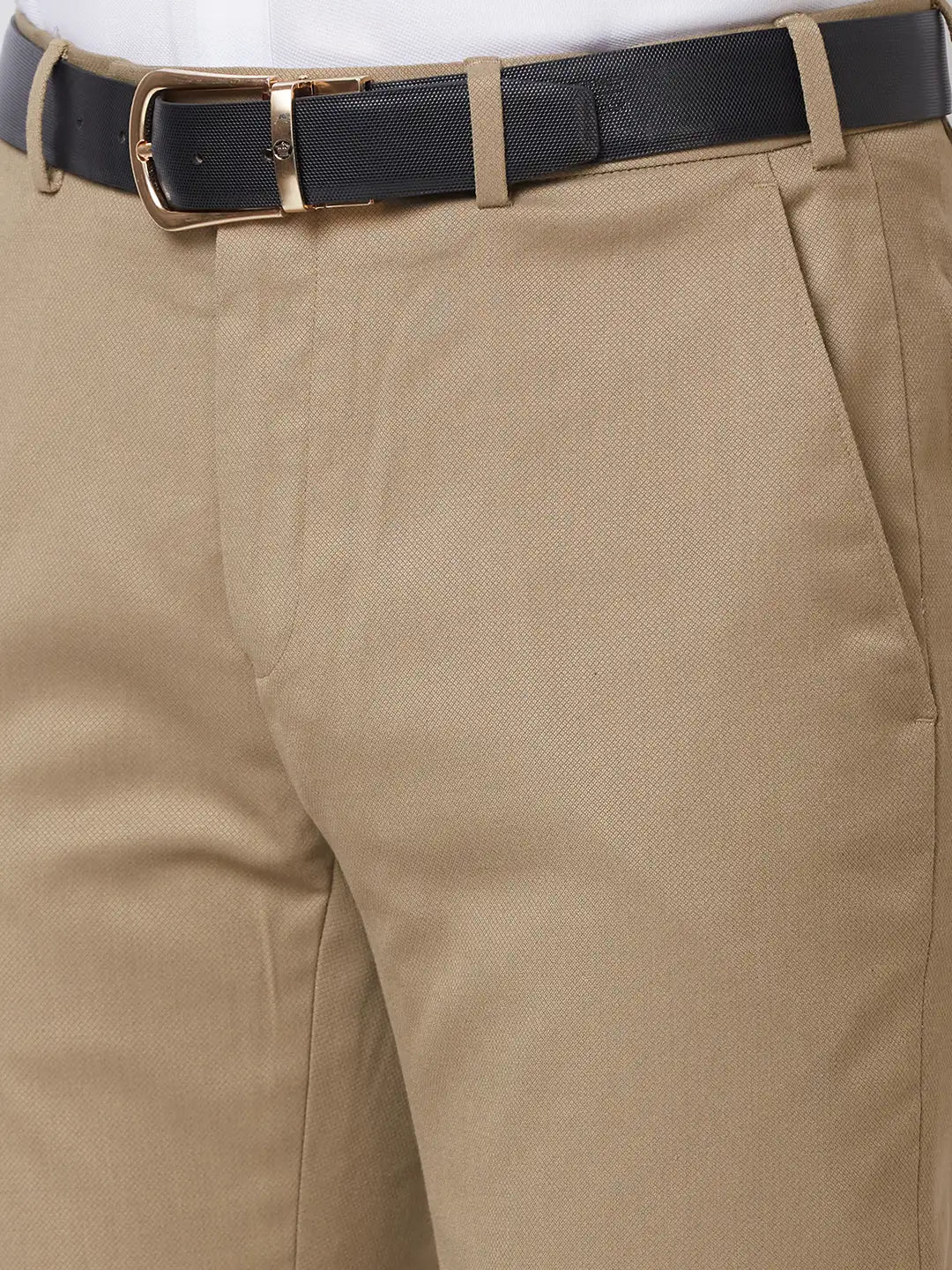 Raymond Men Grey Slim Fit Structure Polyester Trousers