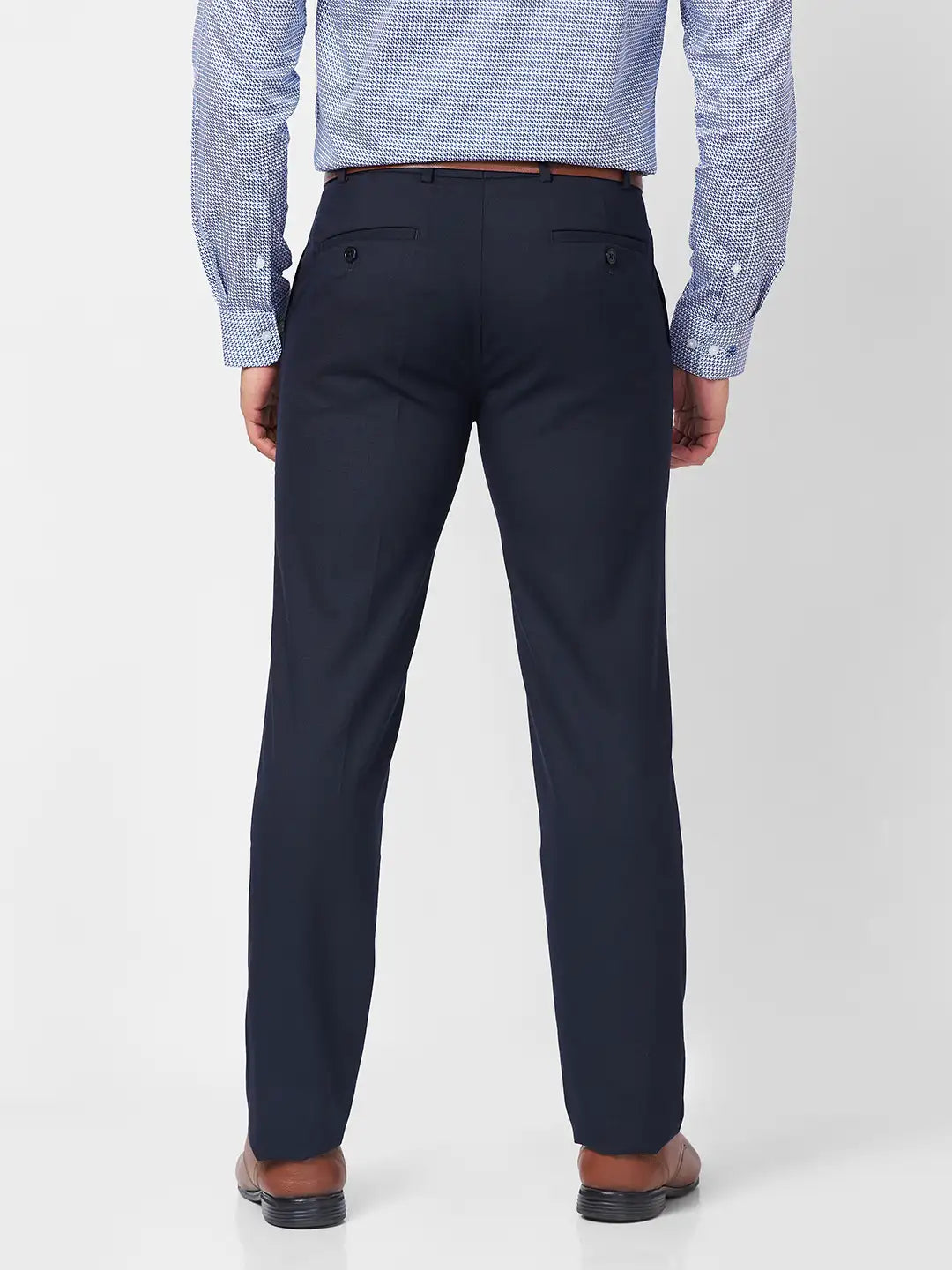 Raymond Men Grey Checks Slim Fit Polyester Blend Trouser