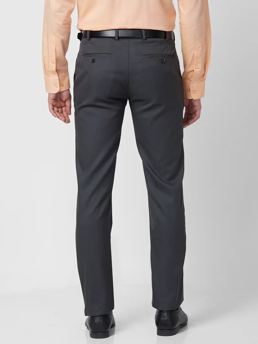 Raymond Men Brown Checks Slim Fit Polyester Blend Trouser
