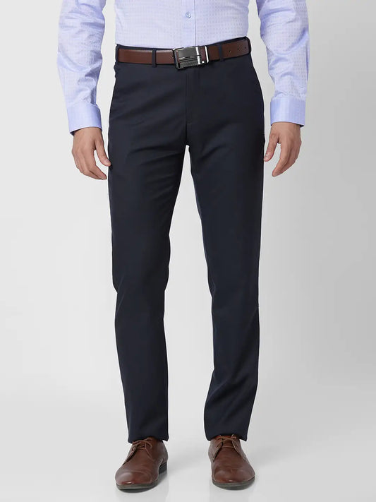 Raymond Men Grey Structure Slim Fit Polyester Blend Trouser